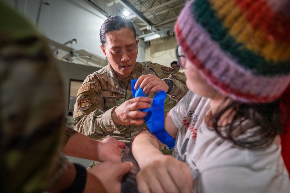 Senior Airman rises up, provides mass training to over 200 Airmen before deployment exercise