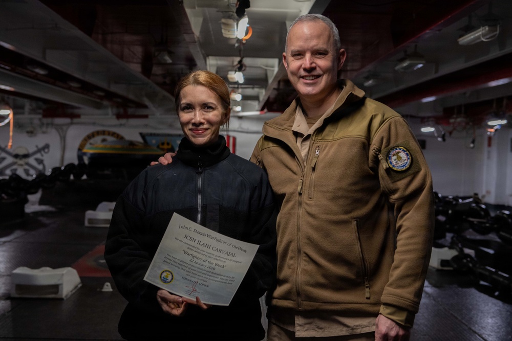 USS John C. Stennis (CVN 74) presents Warfighter of the Week