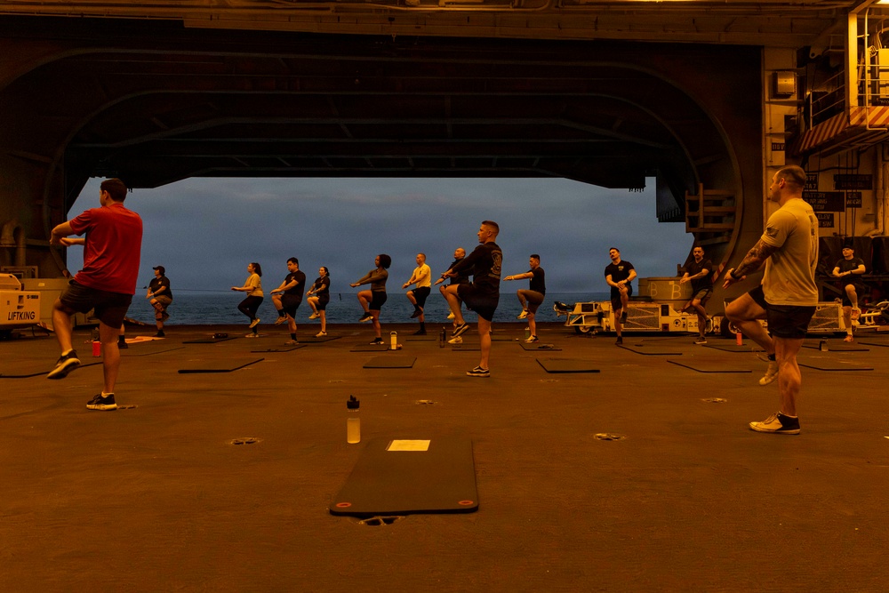 Abraham Lincoln conducts physical training