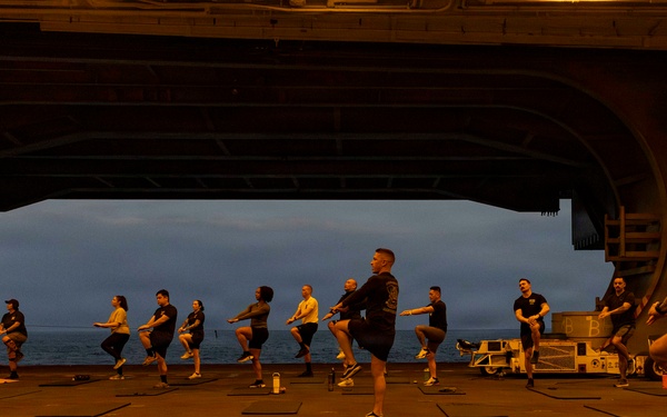 Abraham Lincoln conducts physical training