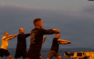 Abraham Lincoln conducts physical training