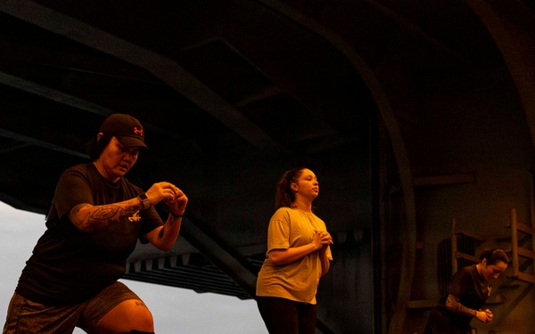 Abraham Lincoln conducts physical training