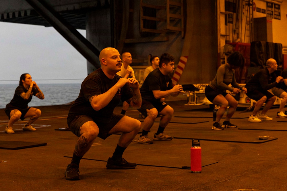 Abraham Lincoln conducts physical training