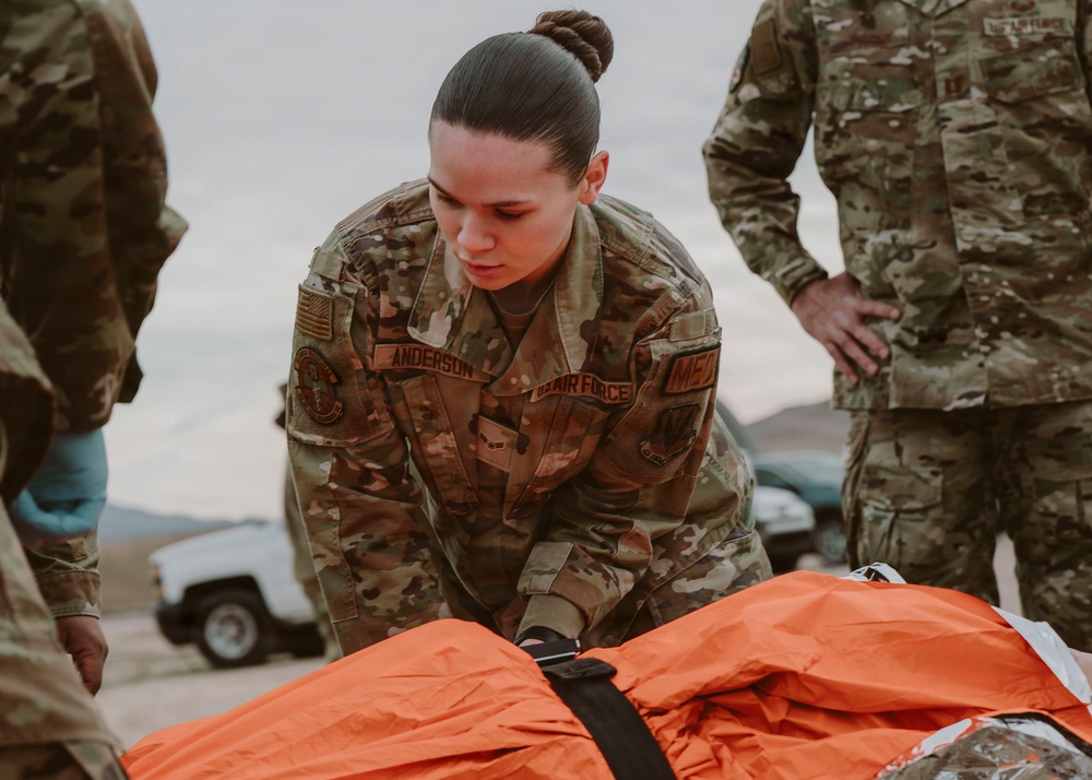 Airmen test emergency response during mass casualty exercise at Nellis AFB