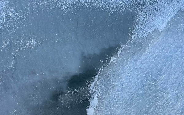 Coast Guard Cutter Bristol bay (WTGB 102) removes navigation hazards from ice on Lake Erie