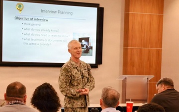 Vice Adm. Baze Greets the Interview and Interrogation Training Course