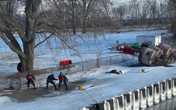 Coast Guard Cutter Bristol bay (WTGB 102) removes navigation hazards from ice on Lake Erie