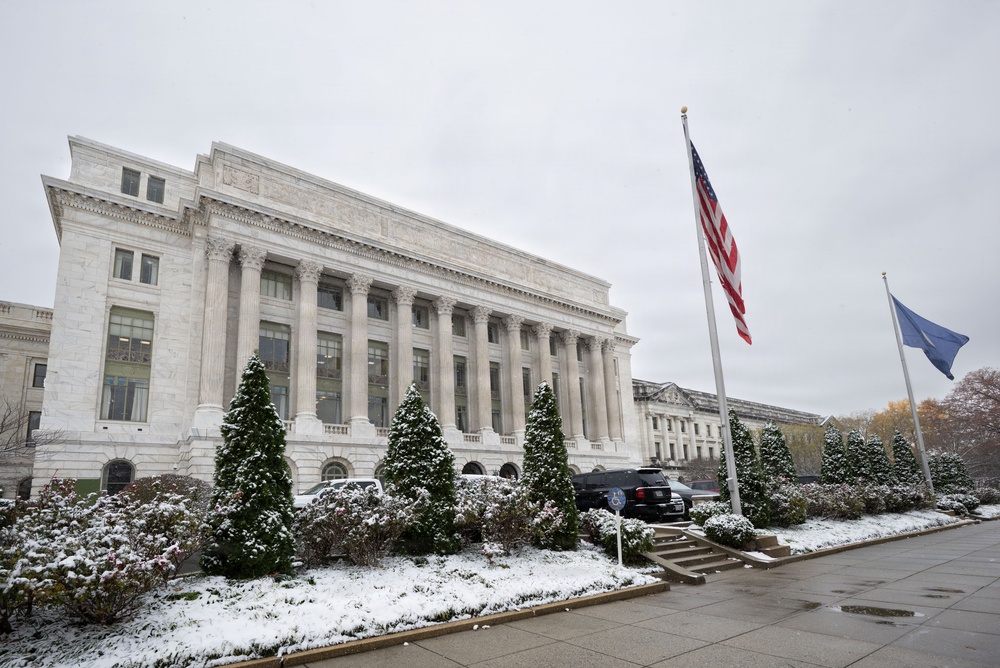 Whitten Building in the snow.