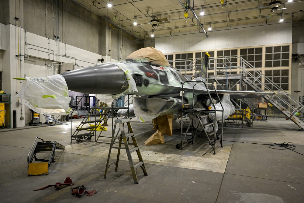 F-16 Structural Maintenance and Paint Preparation at Misawa Air Base