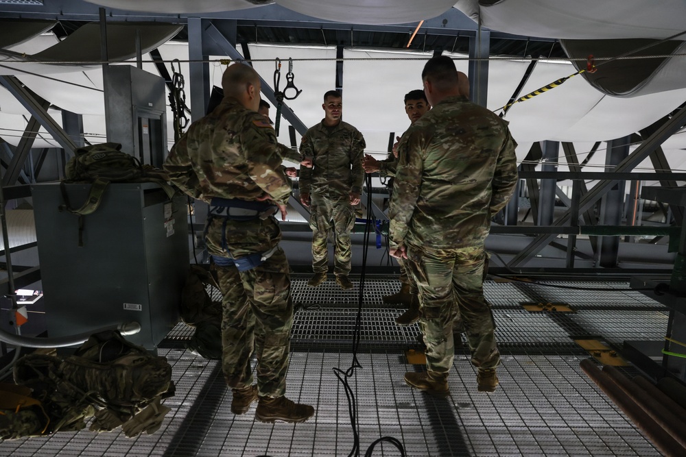 Iowa National Guard rappel team at Iowa Wild game