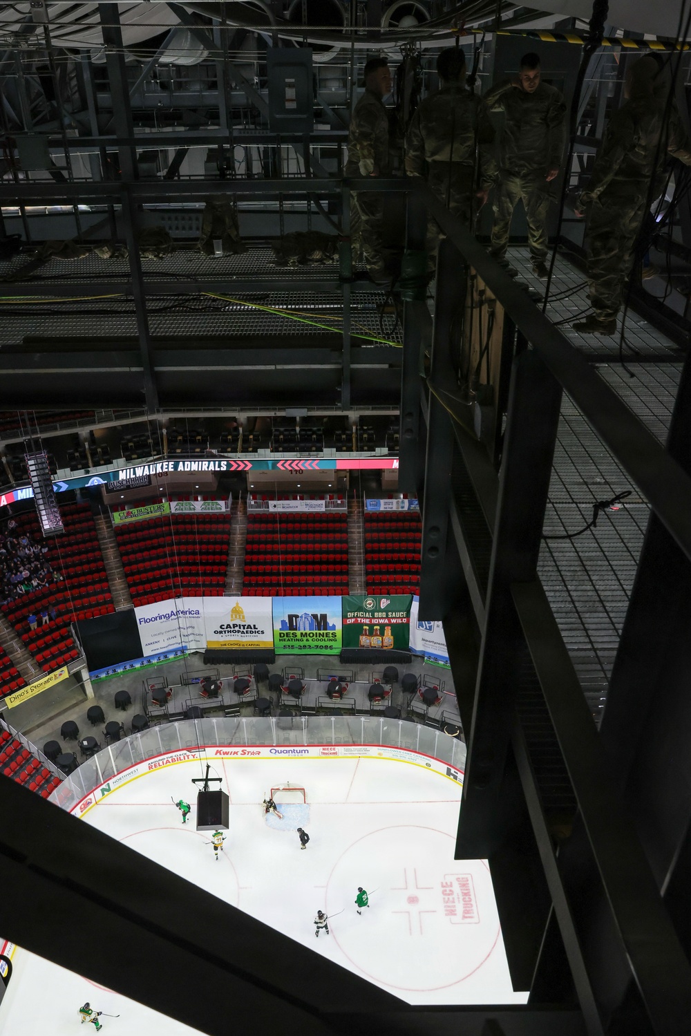 Iowa National Guard rappel team at Iowa Wild game
