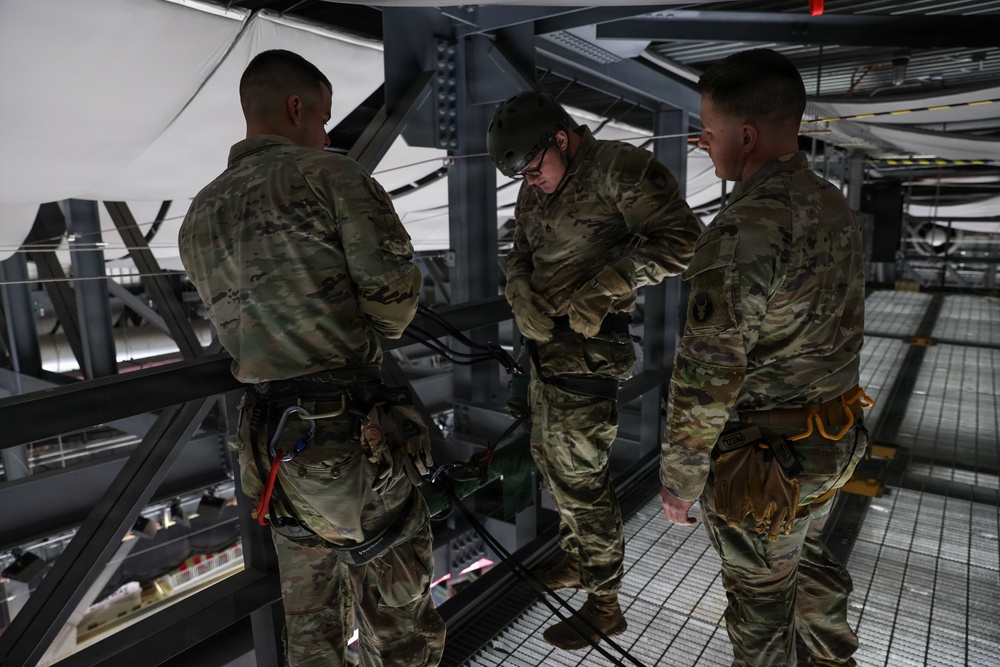 Iowa National Guard rappel team at Iowa Wild game