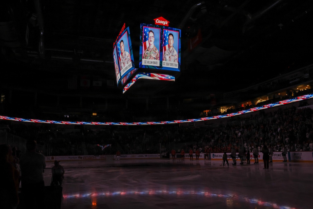 Iowa National Guard rappel team at Iowa Wild game