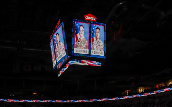Iowa National Guard rappel team at Iowa Wild game