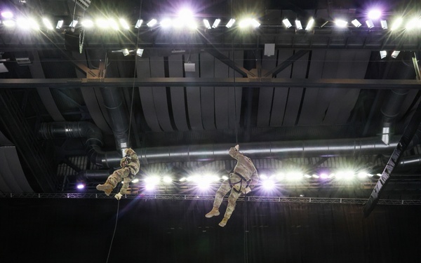 Iowa National Guard rappel team at Iowa Wild game