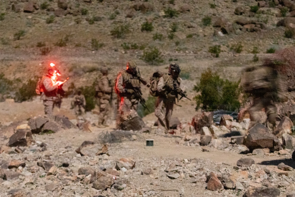 U.S. Marines with 3rd Bn, 7th Marines take part in night company attacks during SLTE