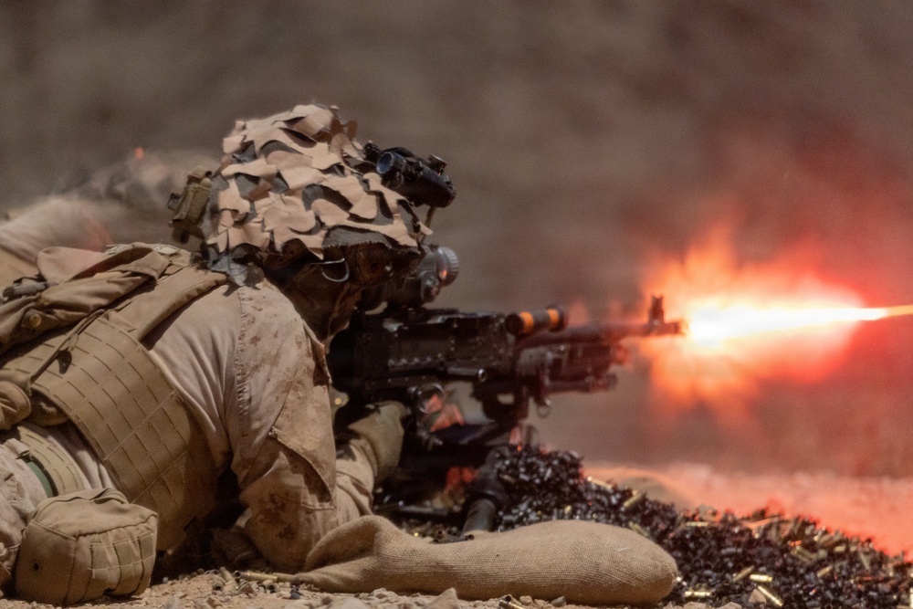 U.S. Marines with 3rd Bn, 7th Marines take part in night company attacks during SLTE