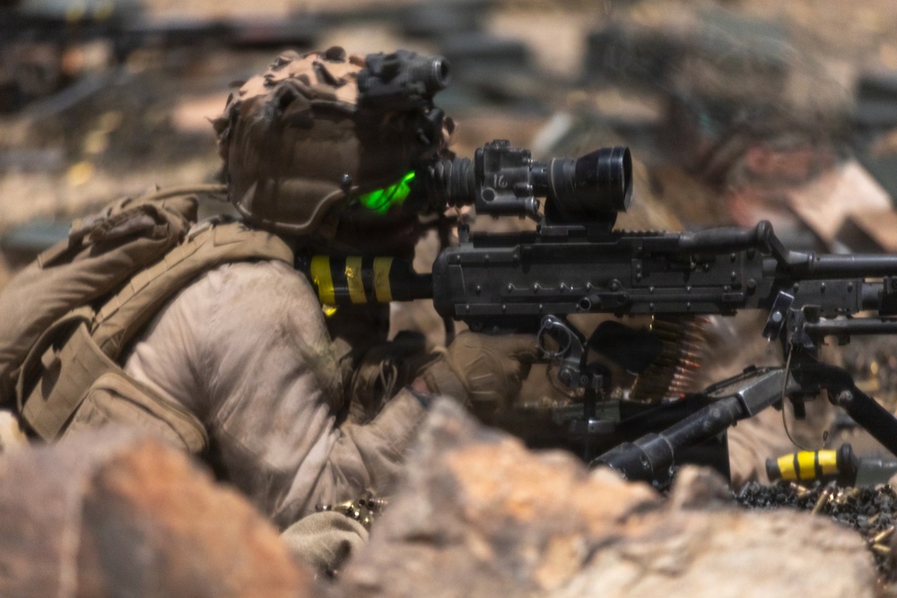U.S. Marines with 3rd Bn, 7th Marines take part in night company attacks during SLTE