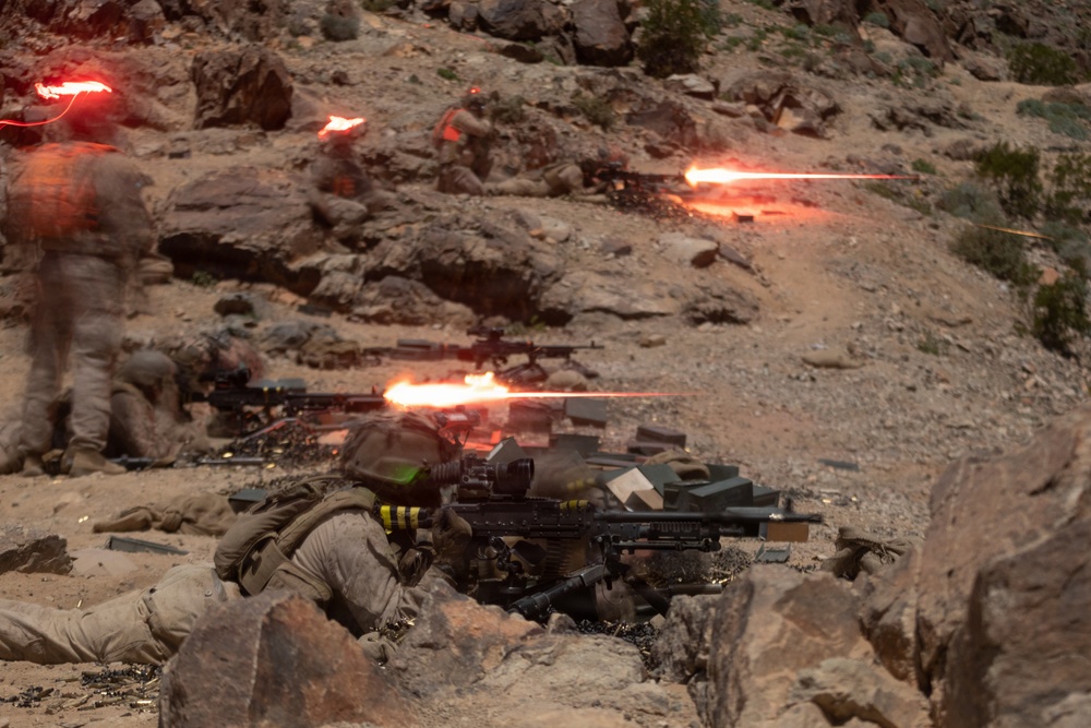 U.S. Marines with 3rd Bn, 7th Marines take part in night company attacks during SLTE