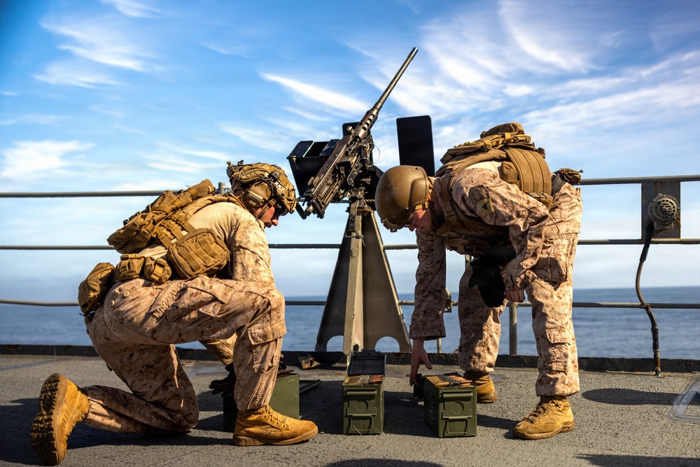 11th MEU Marines, Sailors Conduct a Live-Fire Integration Range Aboard USS Comstock
