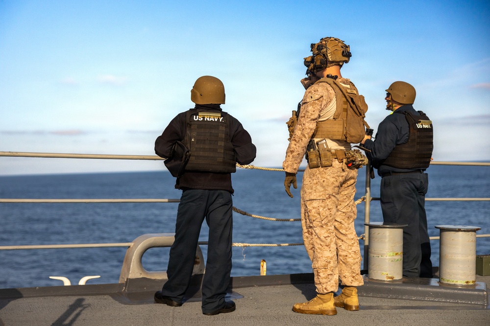 11th MEU Marines, Sailors Conduct a Live-Fire Integration Range Aboard USS Comstock