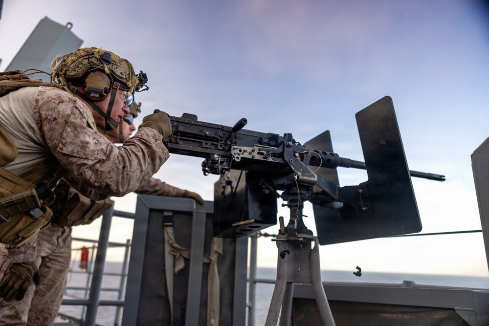 11th MEU Marines, Sailors Conduct a Live-Fire Integration Range Aboard USS Comstock
