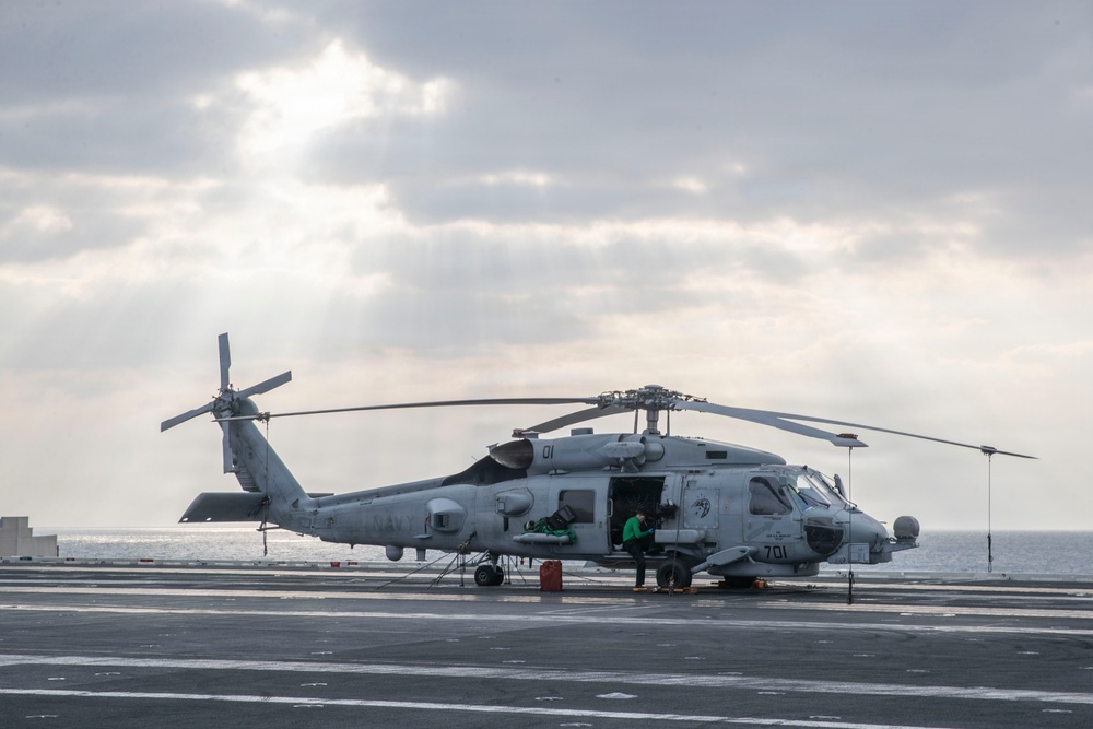 Abraham Lincoln Conducts Routine Aircraft Maintenance