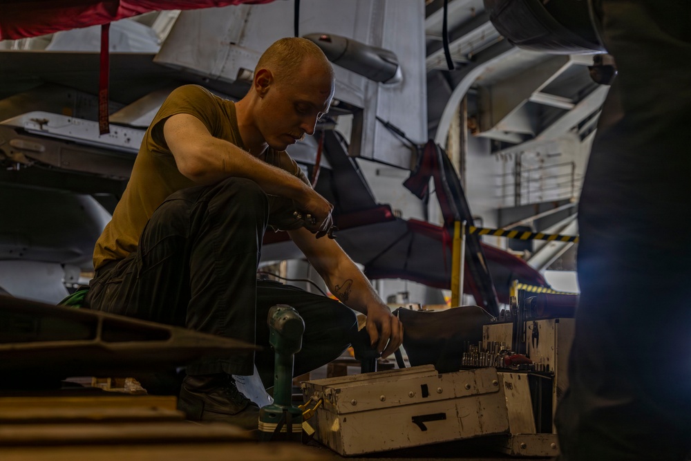 Abraham Lincoln Conducts Routine Aircraft Maintenance