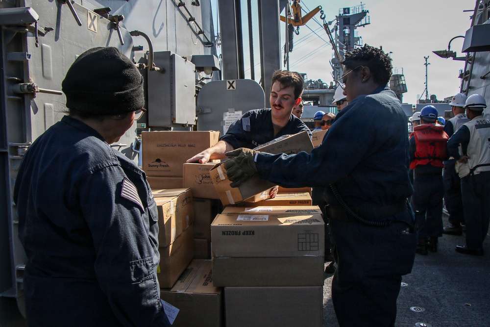 Frank E. Petersen Jr. conducts replenishment-at-sea with Henry J. Kaiser