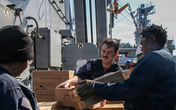 Frank E. Petersen Jr. conducts replenishment-at-sea with Henry J. Kaiser