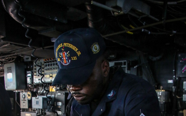 Frank E. Petersen Jr. conducts replenishment-at-sea with Henry J. Kaiser