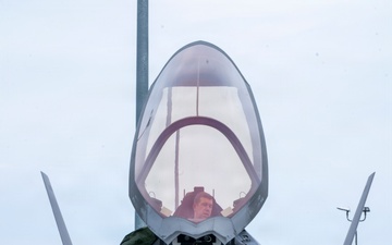 F-35A Lightning II arrives at 104th Fighter Wing for Change of Command ceremony