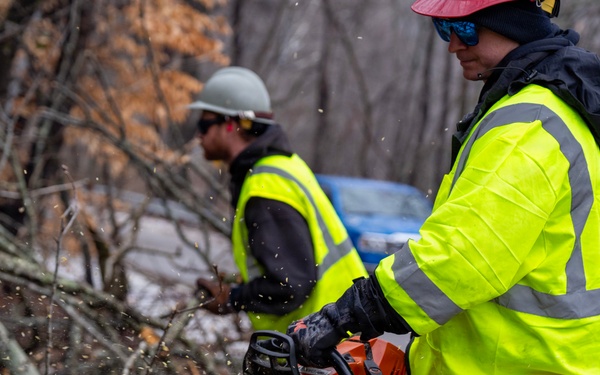 U.S. Forest Service Cut and Toss Crews Clear Debris after Winter Storms in Tennessee