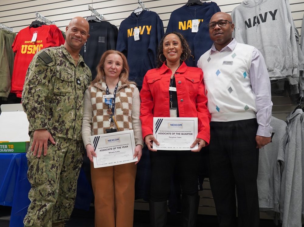 Store associates recognized for exceptional customer service at Naval Weapons Station Yorktown's Navy Exchange Mini-Mart