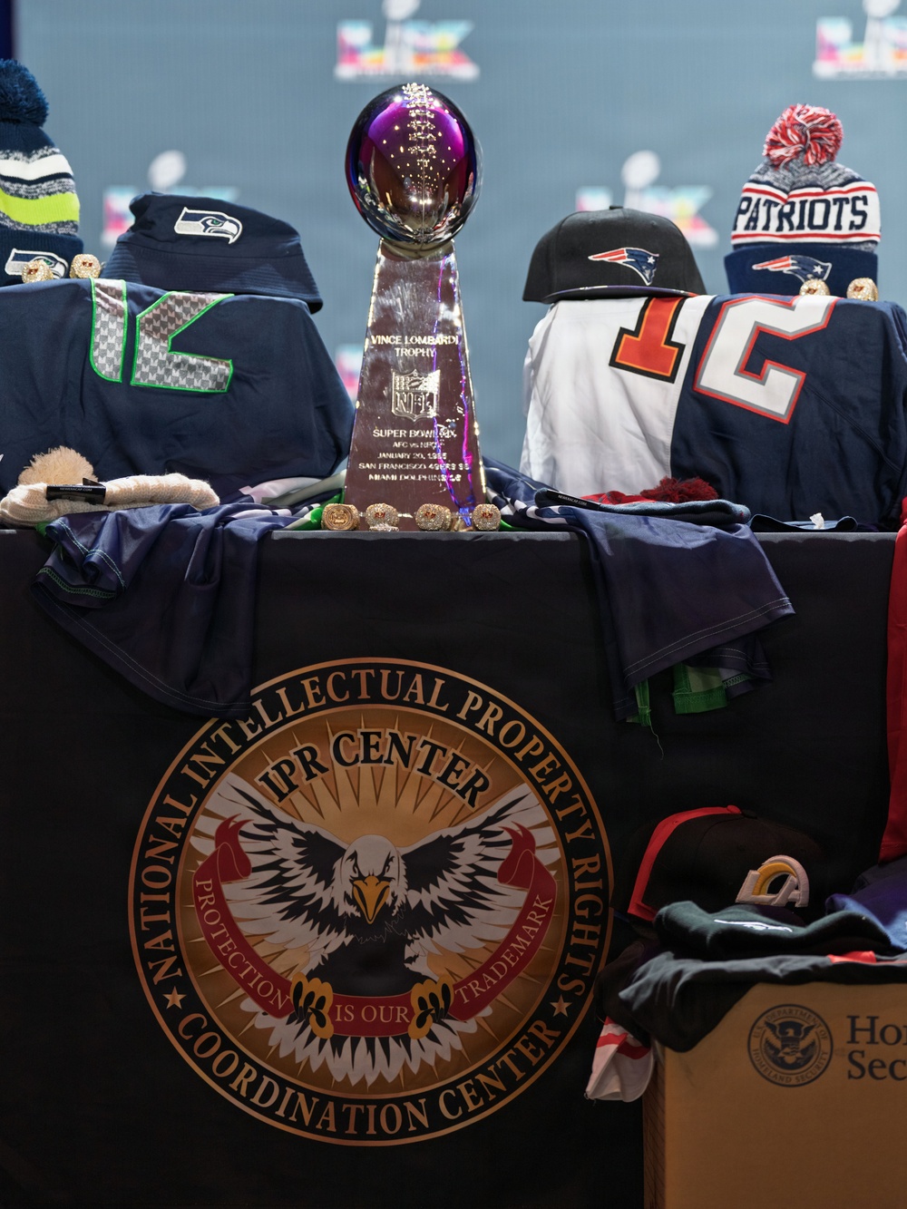CBP Office of Trade gives press conference on Intellectual Property Rights in preparation for Super Bowl LX