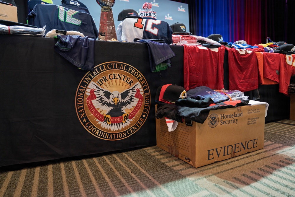 CBP Office of Trade gives press conference on Intellectual Property Rights in preparation for Super Bowl LX