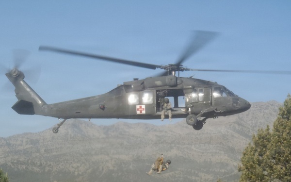 UH-60 hoists soldier