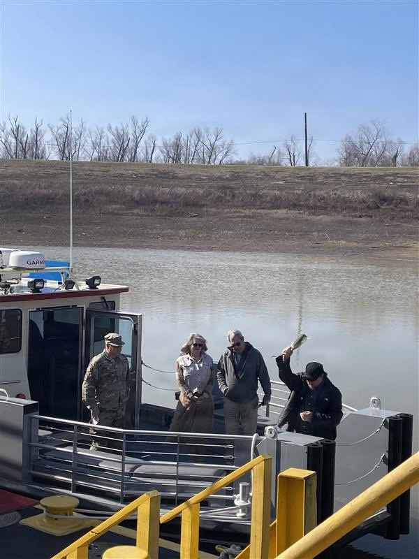 The Bishop family christening the new vessel, the BISHOP