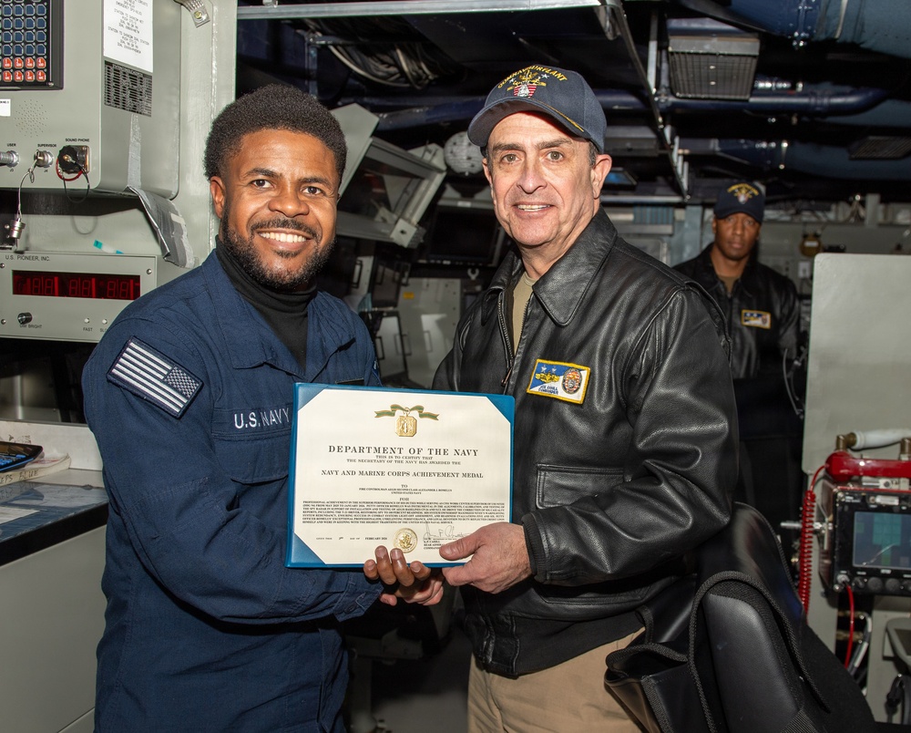 Rear Adm. Cahill Visits USS Nitze