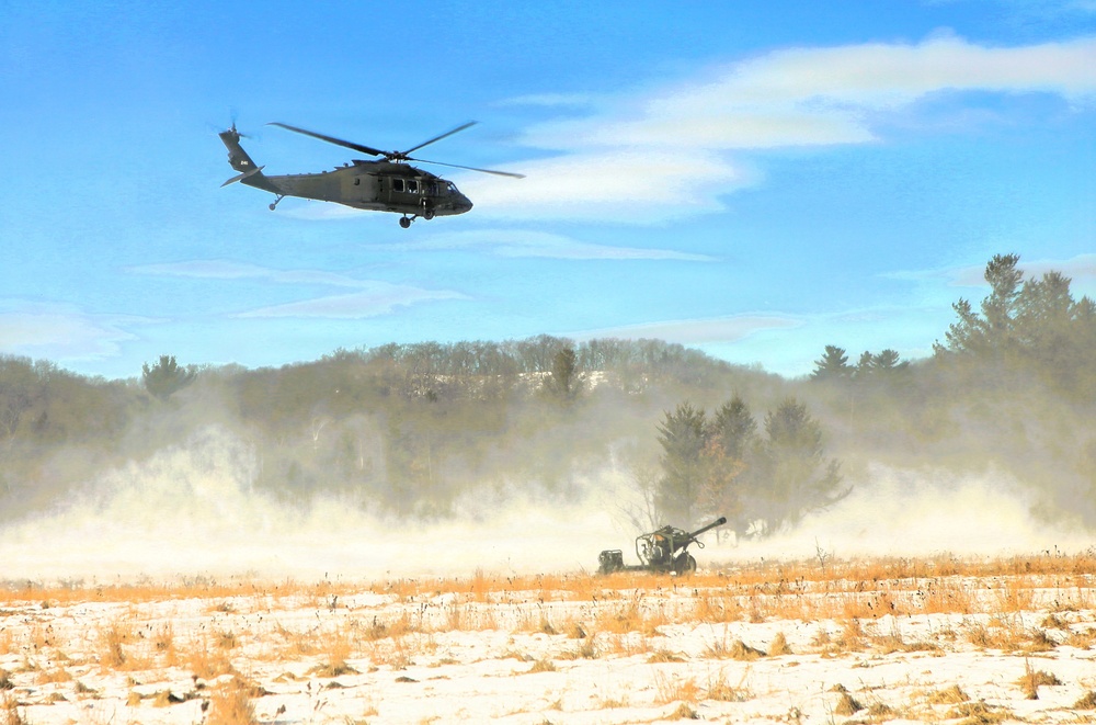 2nd Battalion, 147th Aviation Regiment helicopters, crews support sling-load training event with artillery unit at Fort McCoy