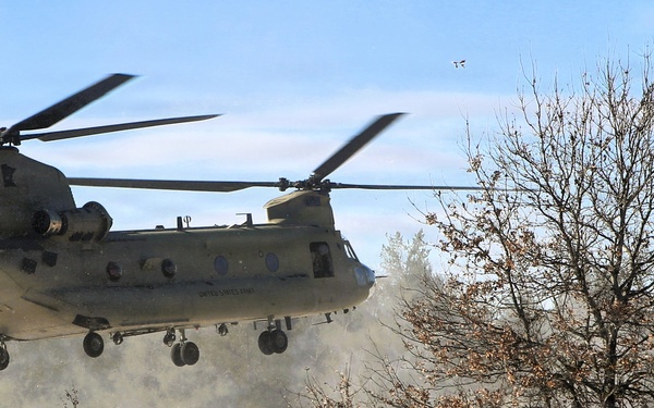 2nd Battalion, 147th Aviation Regiment helicopters, crews support sling-load training event with artillery unit at Fort McCoy
