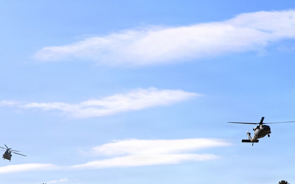 2nd Battalion, 147th Aviation Regiment helicopters, crews support sling-load training event with artillery unit at Fort McCoy