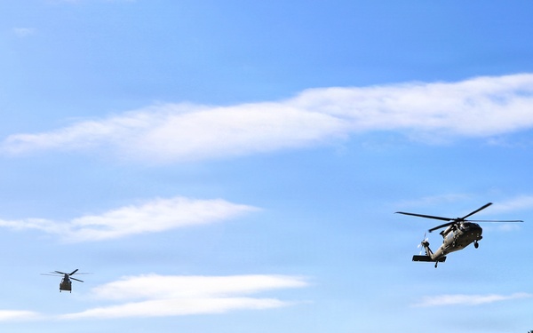 2nd Battalion, 147th Aviation Regiment helicopters, crews support sling-load training event with artillery unit at Fort McCoy