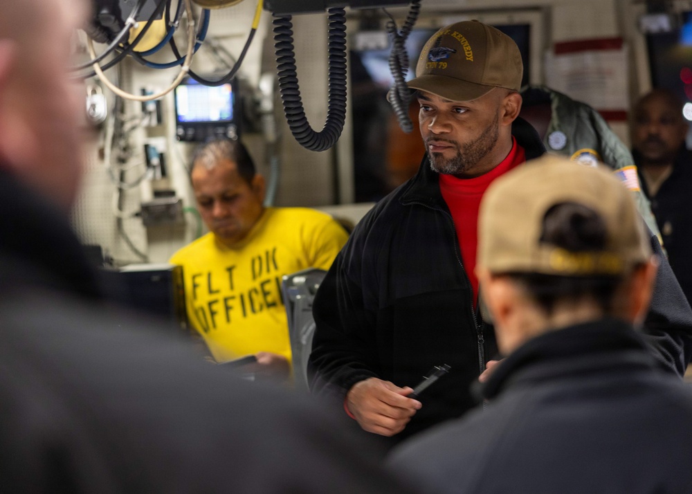 PCU John F. Kennedy Conducts Flight Deck Fire Drill