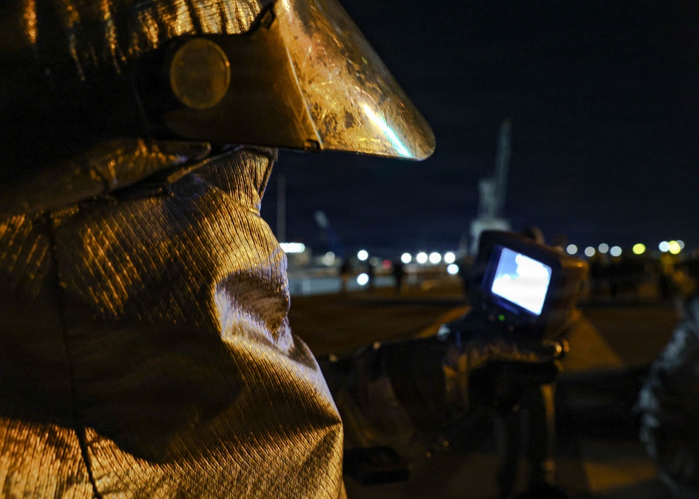 PCU John F. Kennedy Conducts Flight Deck Fire Drill