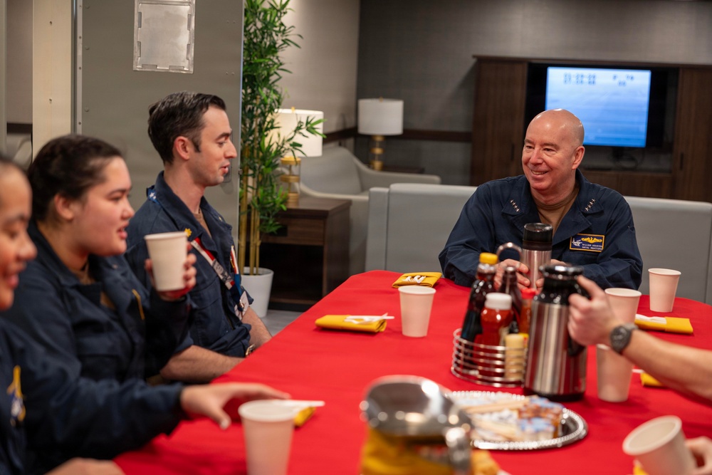 director, Naval Nuclear Propulsion Program hosts breaks with Sailors Assigned To PCU John F. Kennedy