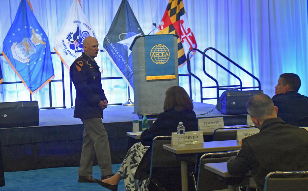 Deputy Chief of Staff, G-6, Lt. Gen. John Morrison Jr., speaks at TechNet Cyber