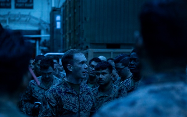 11th MEU Marines, Sailors Conduct a Formation Aboard USS Boxer