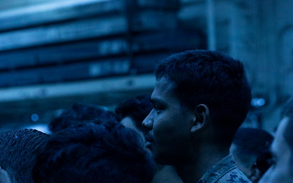 11th MEU Marines, Sailors Conduct a Formation Aboard USS Boxer