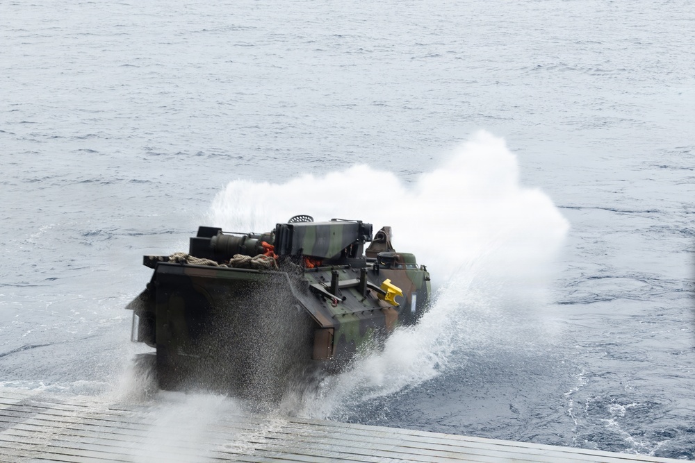 U.S. Marine Corps Leadership Oversee Amphibious Combat Vehicle Launch